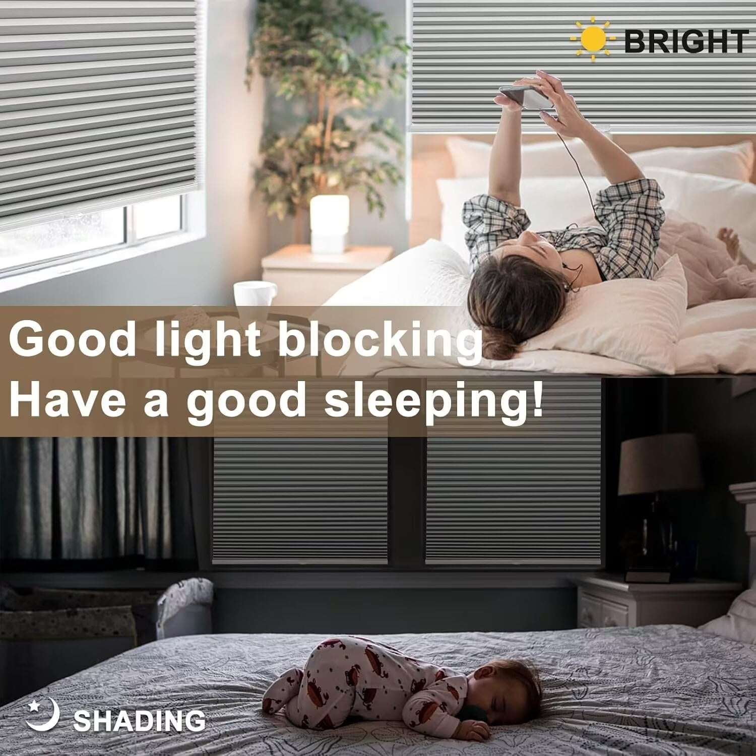 MYshade Cordless Gray-31"W*72"H Blackout Cellular Shades 1.5 inch Honeycomb Blinds for Indoor Windows Insulated Noise Reducing Window Shades & Blinds for Home