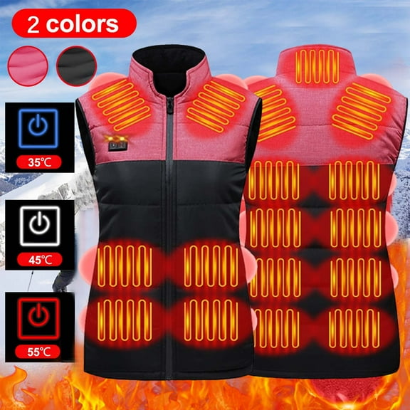 Lovzfmll Winter Coats for Women, 17-Zone Unisex Heated Vest, Stand Collar Quilted Puffer Jacket, Winter Clothing