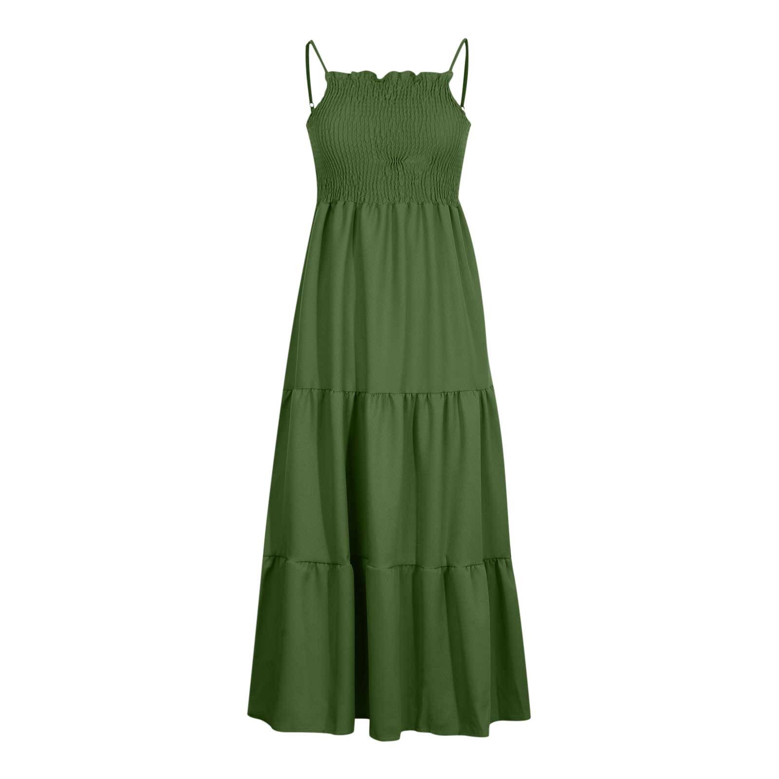 Brilliant Summer New 2024 Women's Bohemian Spaghetti Strap Smocked Tiered Beach Sun Dresses Sleeveless Solid Maxi Dress Long Green XXL - Walmart.com Brilliant Summer New 2024 Women's Bohemian Spaghetti Strap Smocked Tiered Beach Sun Dresses Sleeveless Solid Maxi Dress Long Green XXL - Walmart.com