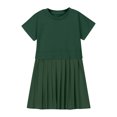 thumbnail image 5 of Jinhomg Girls Cue Summer Dresses Fashion Patchwork Pleated Dress Casual Loose Short Sleeve Crew Neck A Line Beach Boho Mini Dress 2025 Cute Gifts Fall Saving Green 9 Years, 5 of 10