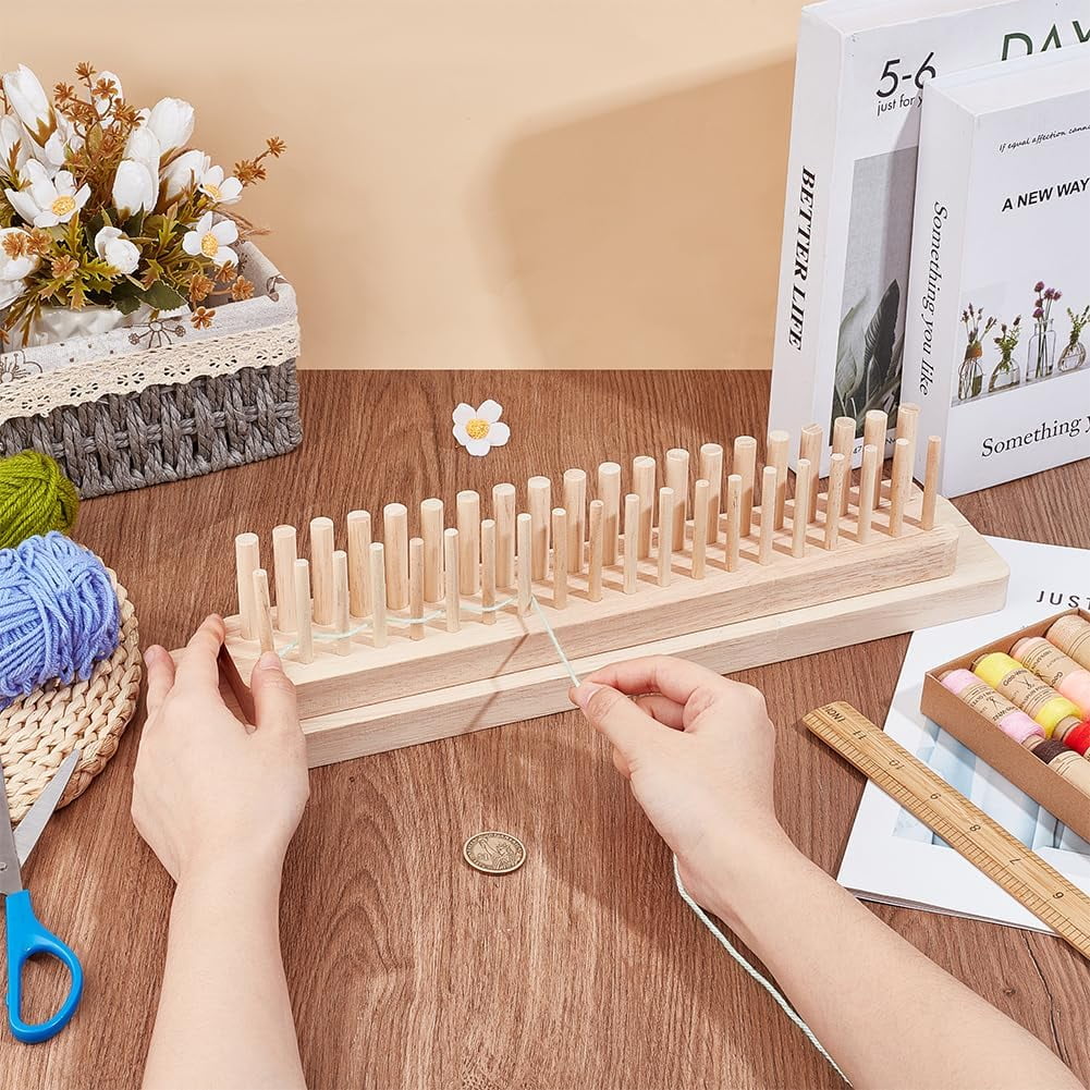 Rectangle Wooden Weaving Loom Kit PeachPuff 40x8x4cm