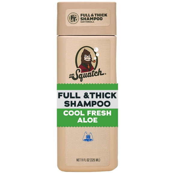 Dr. Squatch Full & Thick Mens Hydrating Shampoo, Thickening Natural Sulfate Free Shampoo for Men, Cool Fresh Aloe, 11 fl Oz