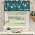 thumbnail image 2 of Teal Green Christmas Curtain Valances for Windows, Kitchen Valance Window Treatments Panel 2 Pack, Xmas Balls Star Winter Holiday Rod Pocket Short Curtains for Bathroom Bedroom 60 x 18 Inch, 2 of 8