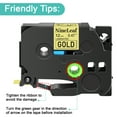 thumbnail image 2 of NineLeaf 8 Pack Compatible for Brother P-touch TZe-831 TZe831 TZ-831 TZ831 12mm Black on Gold Laminated Label Tape 0.47" x 26.2 ft (12mm x 8m), 2 of 3