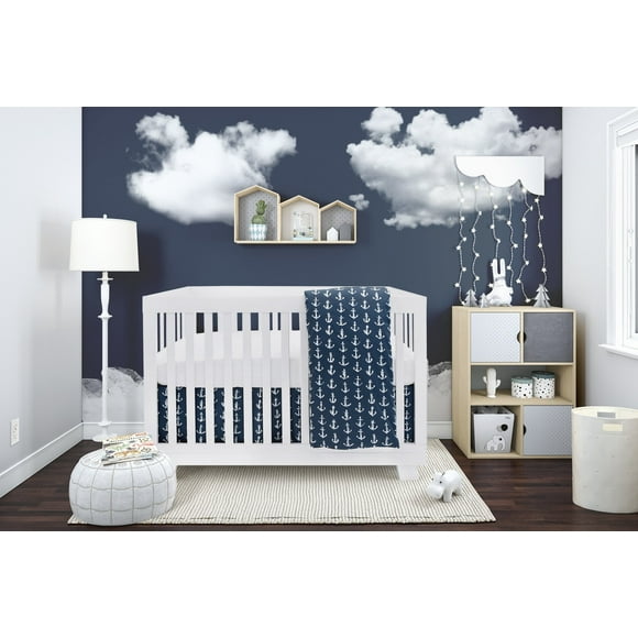 Blue and White Anchor - 4-piece Baby Bedding (#2)