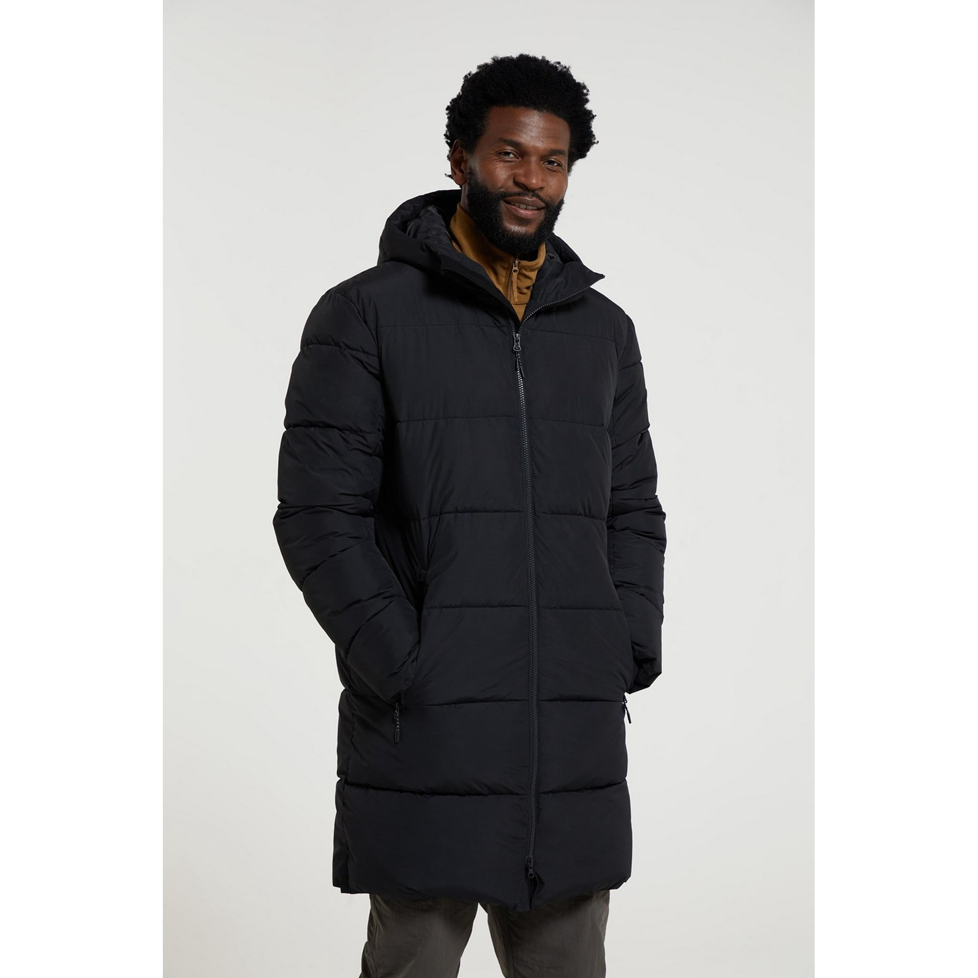 Mountain Warehouse Black Vortex Mens Longline Padded Jacket Small Adult