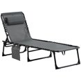 thumbnail image 1 of CoSoTower Chaise Longue Pliante d'Extérieur, Chaise Longue Inclinable avec Dossier Réglable et Oreiller Amovible, Gris, 1 of 7