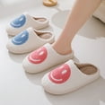 thumbnail image 3 of Pantuflas de algodón con cara sonriente de dibujos animados para el hogar, pantuflas de felpa para el hogar, pantuflas cálidas para parejas de mujeres para interiores, 3 of 6