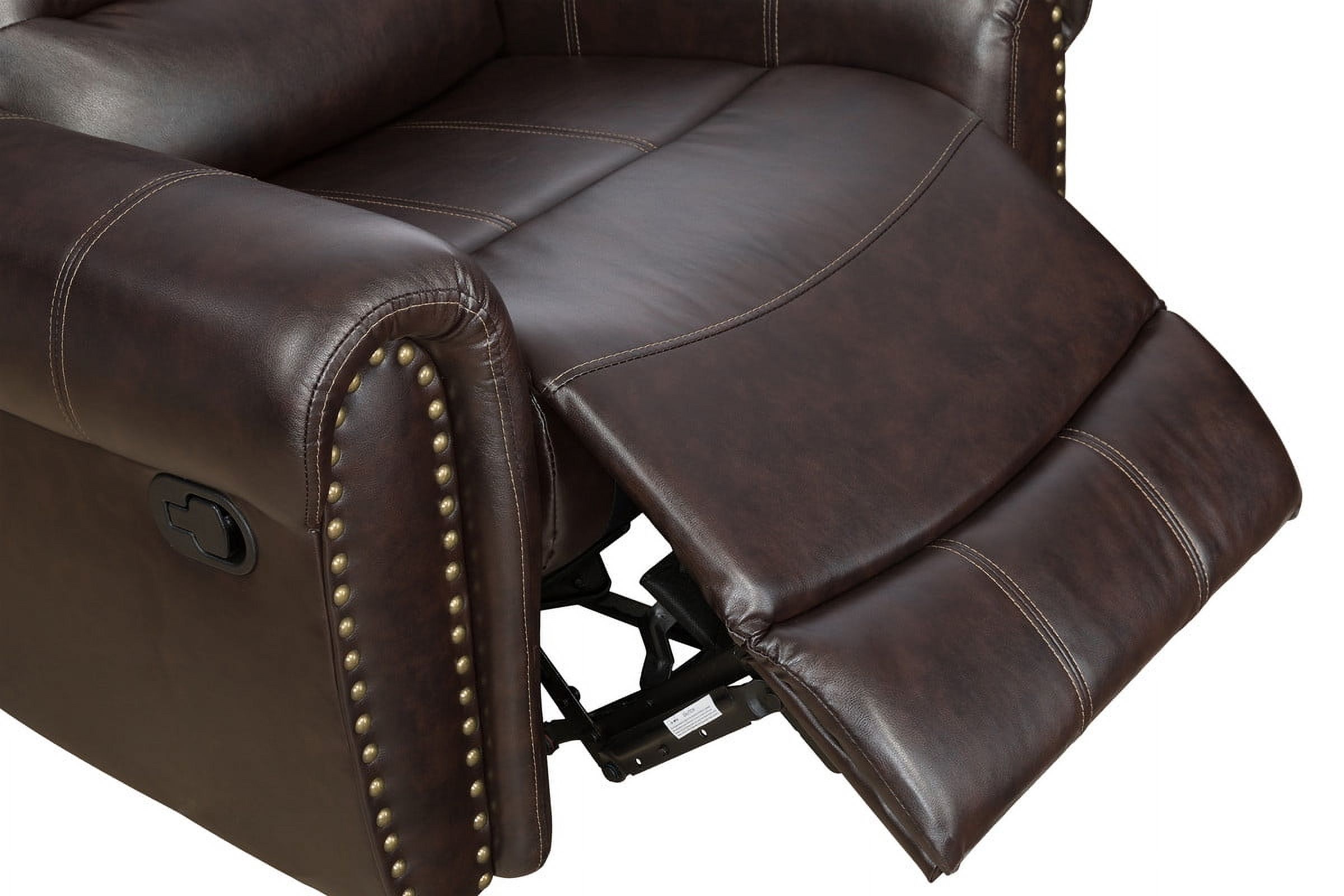 Irene Inevent 3-Piece Leather Sofa Set, Couch Recliner Sofa Set Semi PU Synthetic Leather Sofa Loveseat Chair for Living Room, Brown