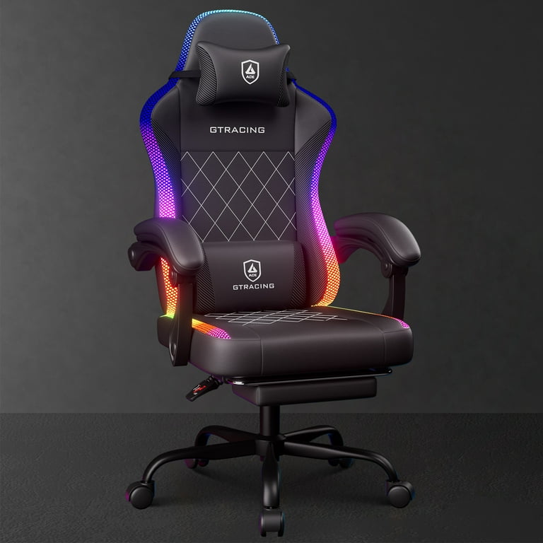 0104-159 GTRACING ゲーミングチェア GTRACING Gaming Chair with Footrest Ergonomic Reclining Leather
