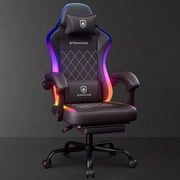 GTRACING RGB Ergonomic Gaming Chair with Massage, LED Lights, Footrest, Lumbar Support, Black