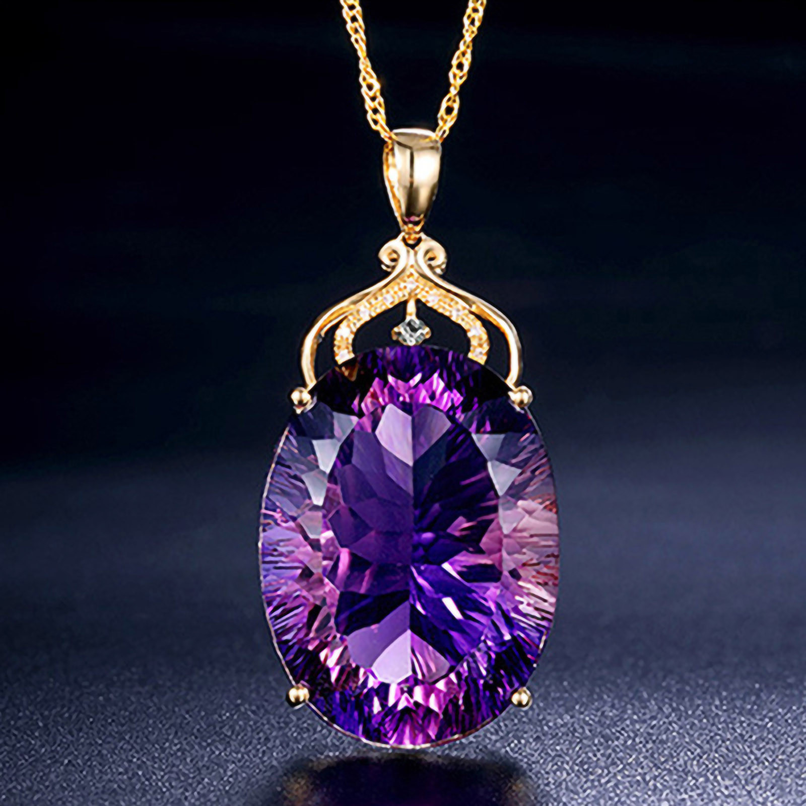 Apmemiss Wholesale European And American Ladies Fashion Luxury Amethyst Pendant Necklace Amethyst Gemstone Necklace Jewelry - image 4 of 8