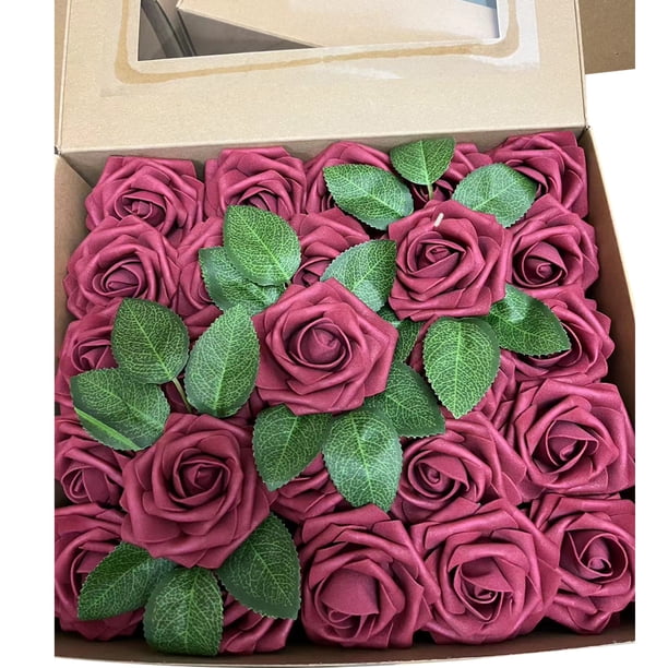 Flores artificiales elegantes Billuyoard vino rojo