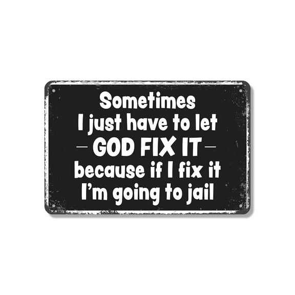 Let God Fix It (2 Pack) 7 Inch x 10 Inch Novelty Aluminum Metal Sign Pray Release Repeat Durable Weatherproof Perfect for Entryways Offices Bedrooms Fun Gift for Believers Families