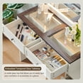 thumbnail image 4 of wow97e Farmhouse Vanity Desk with Touch Screen LED Mirror, Makeup Vanity Desk with Charging Station, 6 Drawers, Glass Top, Rustic Wood Dressing Table for Bedroom, 4 of 7