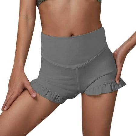 Bmisegm Girls Shorts Athletic Ruffle High Waisted Yoga Dance Workout Gymnastics Comfy Summer Bottoms Shorts Girls Grey 160