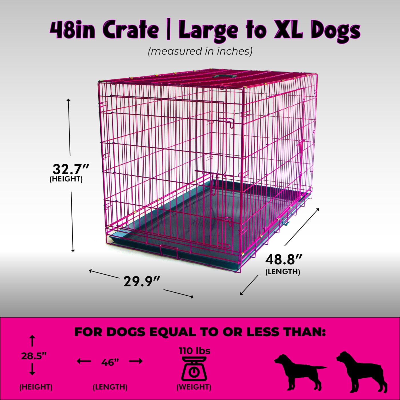 Pet Expressions 48 Inch Pink Colored Metal Wire Dog Crate - Available in Various Sizes and Colors