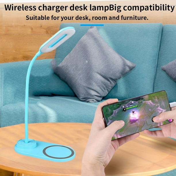Cateissary Luz de LED cargador inalámbrico lámpara de escritorio