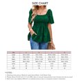 thumbnail image 6 of Women Short Sleeves Top Flower Patterns Ruffle Hem Elastic Shirred Bust Summer T Shirt Green XL, 6 of 6