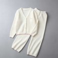 thumbnail image 5 of BXJX Girls Knit Outfit Sets, V Neck 2 PC Button Down Long Sleeve Cardigans & Wide Leg Pants Sets White Size 7-8 T, 5 of 9
