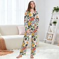 thumbnail image 6 of FORMRS Womens Pajama Set Long Sleeve Top and Pants with Pockets Soft Comfy Lounge Sleepwear, Sizes S-2XL, Black Flowers Pattern, 6 of 7