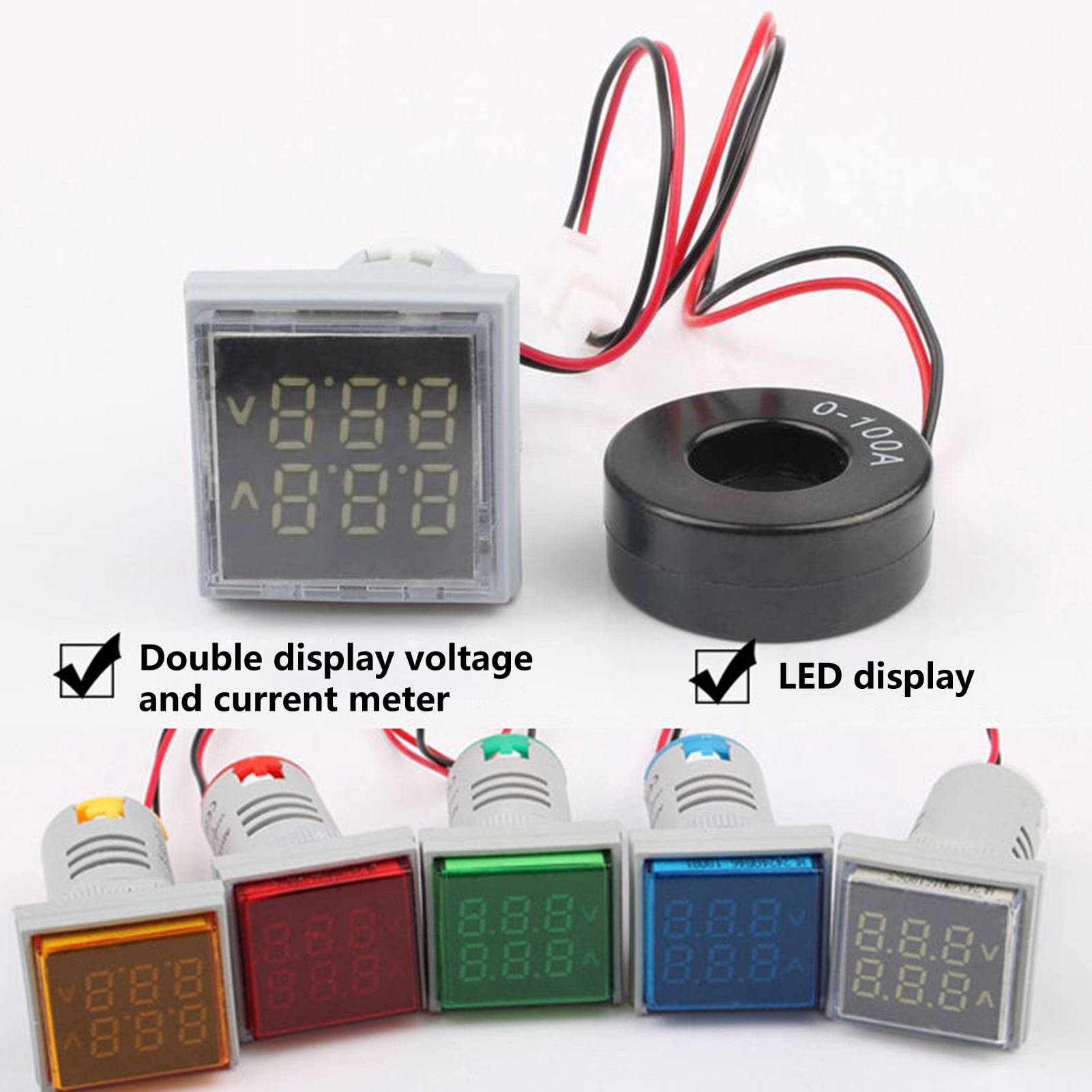 Dream Lifestyle Voltmeter Ammeter Dual Display Panel Digital Compact ...