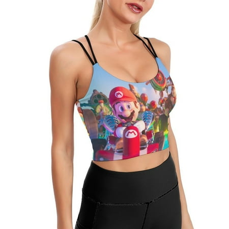 Mario Movie Adventure Sports Bra For Women Padded Crop Top Camisole Yoga Tank Top Vest Workout Tops Racerback With Built In Bra Activewear Fitness Gym