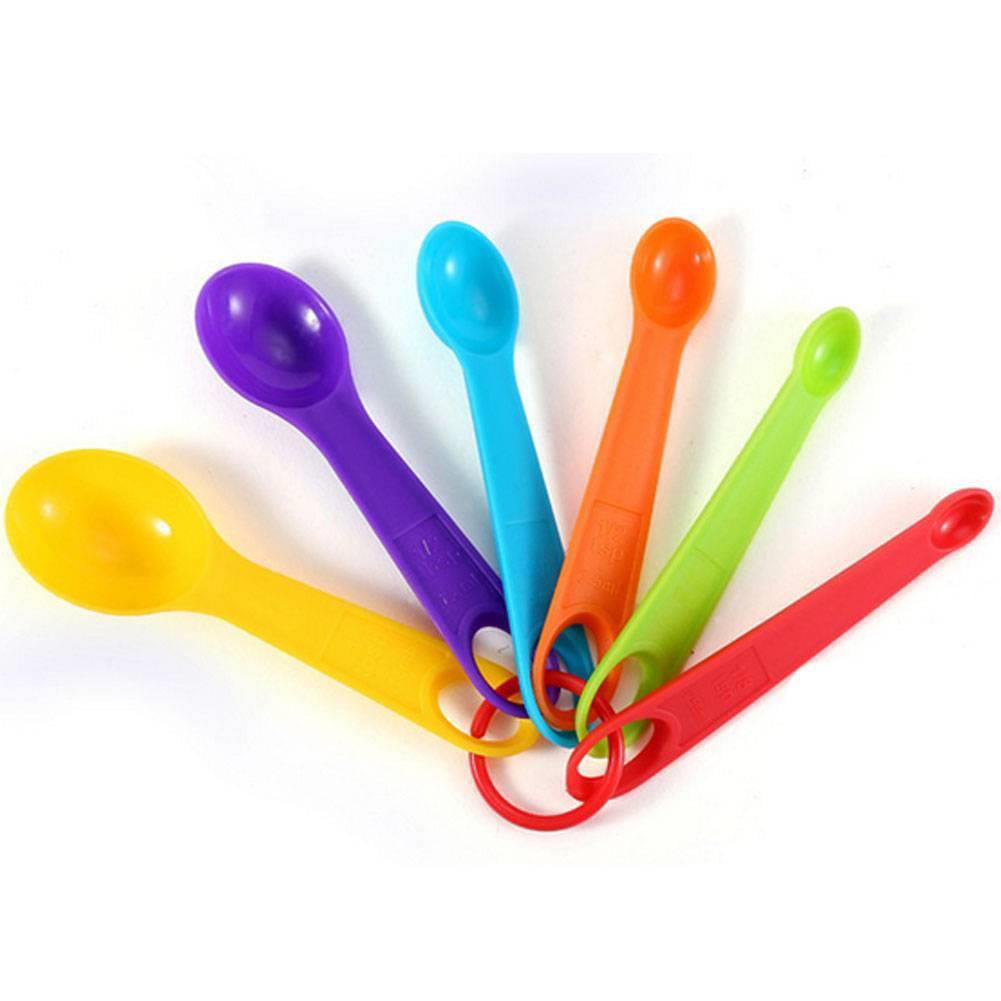 Set Of 6 Spoons Rainbow Measuring Spoons And Cups, Made Of Plastic,  Suitable For Baking And Food Measuring Dry And Liquid Ingredients