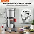 thumbnail image 3 of VEVOR 750g Electric Grain Mill Grinder, High Speed 2000W Commercial Spice Grinders, Stainless Steel Pulverizer Powder Machine, for Dry Grains Spices Cereals Coffee Corn Pepper, Swing Type, 3 of 9