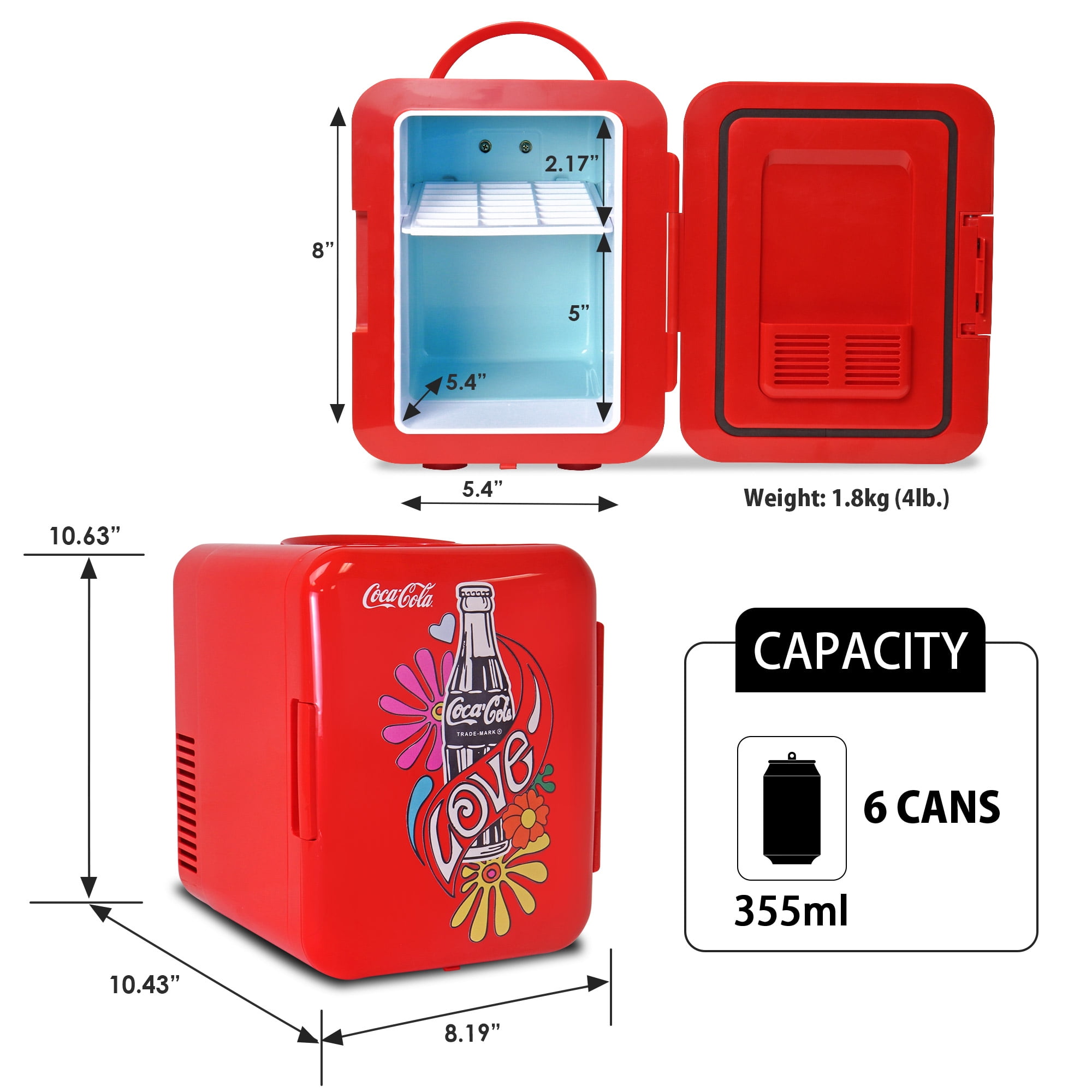 Coca-Cola Love 1971 Series 4L Cooler/Warmer 12V DC 110V AC Mini Fridge