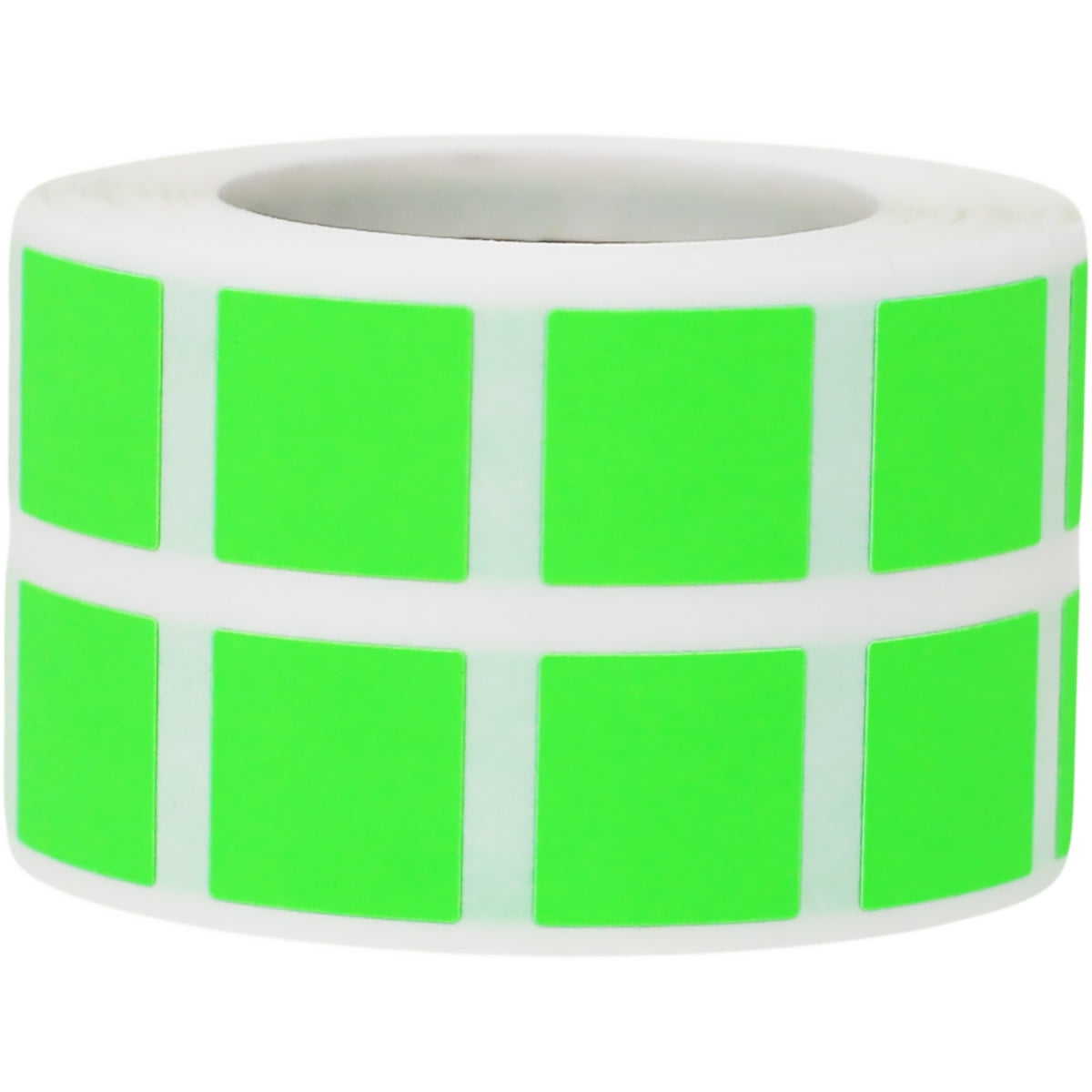 Fluorescent Green Square Stickers, 0.5 Inch Square, 1000 Labels on a ...