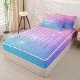 thumbnail image 2 of jejeloiu Pastel Star Pattern Zipper Full Size Comforter Sets with Fitted Sheet and 2 Pillowcases Kids,Dreamy Print Zipper Bedding Set For Girls,Reversible,4-Piece, 2 of 7