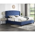 thumbnail image 2 of Roundhill Furniture Fentina 3-Piece Upholstered Bedroom Set, Tufted Wingback Bed with Two Gray Nightstands, King, 2 of 11