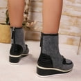 thumbnail image 4 of Ankle Boots for Women Casual Platform Wedge Heel Stretch High Top Booties Fashion Splice Suede Leather Back Zipper Short Boots Gray Size 7, 4 of 6