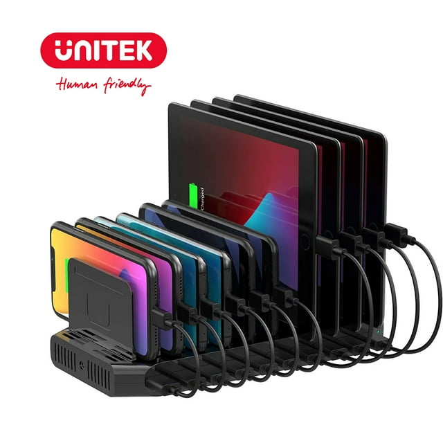 Unitek USB Charging Station, 10 USB Fast Ports Charge Docking Station ...
