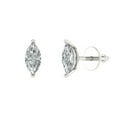 thumbnail image 2 of 1.0 Ct Marquise Cut Studs White Sapphire 18K White Solid Solid Gold Everyday Dainty Earrings Push Back, 2 of 7