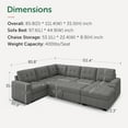 thumbnail image 4 of HONBAY 111.4” U-Shaped Pull-Out Sectional Sofa Bed Tufted Oversized Modular Couch with Storage for Living Room, Grey, 4 of 9