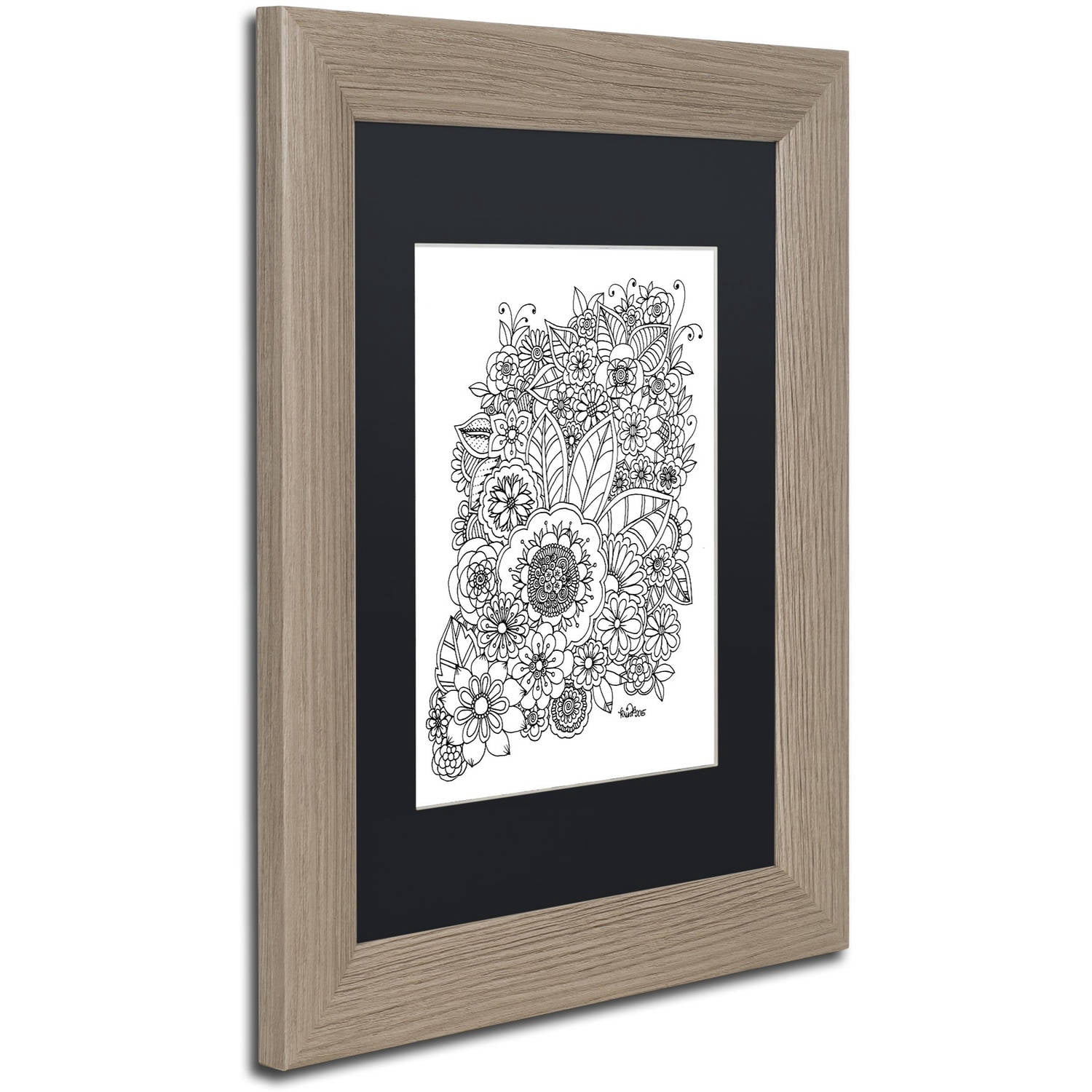 Trademark Fine Art "Enchanted Gardens 7" Canvas Art by KCDoodleArt Black Matte, Birch Frame