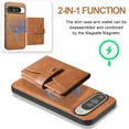 thumbnail image 2 of Detachable Magnetic Phone Cases Compatible with Google Pixel 10 / 10 Pro, Case with Card Holder, Support Magnetic Wireless Charger, Classic PU Leather Kickstand Wallet Phone Cover, Brown, 2 of 5