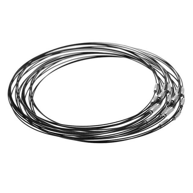 Lot de 20 Collier Ras du Cou en Fil d'Acier Inoxydable Noir 46cm comme Décrit+comme Décrit