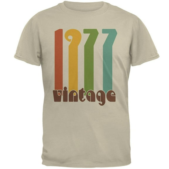 Milestone Birthday 1977 70's Color Bar Mens T Shirt Sand MD