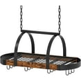 thumbnail image 1 of CHOEZON Hanging Pot Rack, Pot Hanger for Kitchen, Ceiling Mounted Pot Holder, Cookware Organizer with 12 S-Shaped Hooks, for Pot, Pan Storage, Space-Saving, Rustic Brown and Black TPR08BFC1, 1 of 8