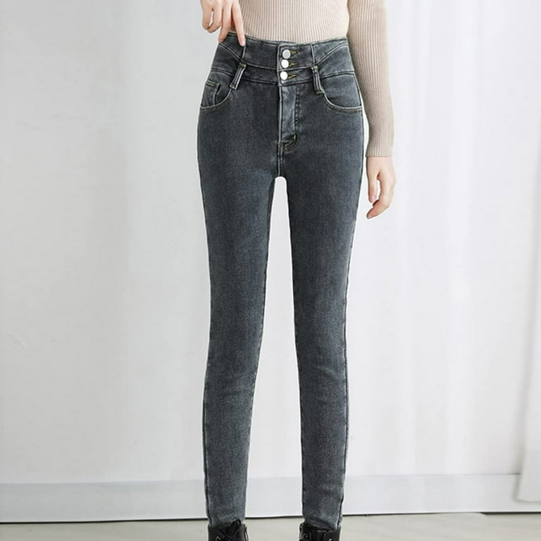Fleece Lined Jeans for Winter Warm Flannel Lined Jeans High Waisted Skinny Stretch Pants Walmart