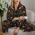 thumbnail image 6 of Salouo Mexican Flower 2 Pattern Women's Pajamas Set Long Sleeve Button Down Sleepwear Soft Pj Lounge Sets for women 2 Piece Pjs Set with Long Pants-X-Large, 6 of 7
