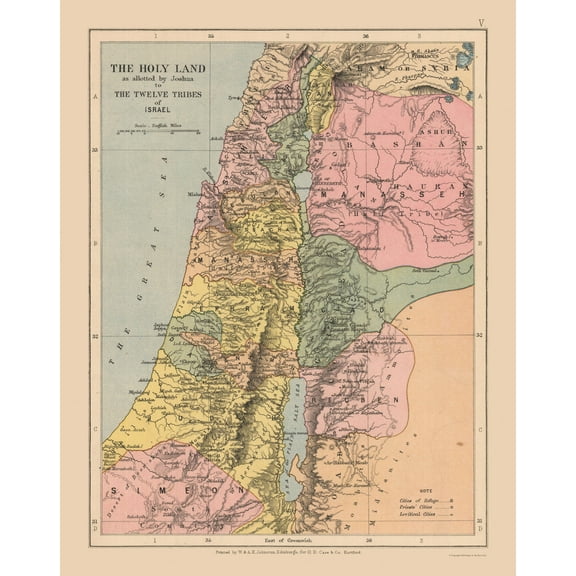 Historic Map - Israel Holy Land - Case 1878 - Vintage Wall Art