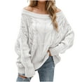 thumbnail image 2 of DailyTrove Women's Off - Shoulder Cable Knit Sweater, Long Sleeve, Casual Festival & Date Wear, Soft Wool Blend, Plus Size Friendly, 2 of 6