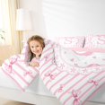 thumbnail image 5 of Meiyoeat Watercolor Letter S Print Full Size Bedding Sets 7 Pieces, Cute Stripes Bow Pattern Full Size Bed in a Bag, Pink White,Pink Reversible, 5 of 6