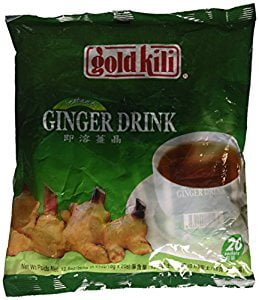 NineChef Bundle - Gold Kili All Natural Instant Ginger Caffeine Free Herbal Tea Drink Sampler Pack (20 Sachets) - 12.6 Oz + 1 NineChef Brand Long Handle Spoon