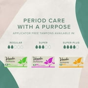 Veeda Natural Cotton Tampons, Super Absorbency, Non-Applicator, Unscented, 32 Count
