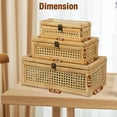 thumbnail image 2 of Rattan Box with Glass Lid, Set Of 3 Brown Rattan Boxes with Lids for Home Decor, Cane Decorative Box with Hinged Lid, Cane Baskets for Storage, Perfect Rattan Box for Hawaiian and Bohemian Home Decor, 2 of 4